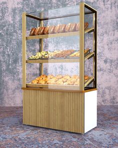 a bakery display case filled with lots of pastries