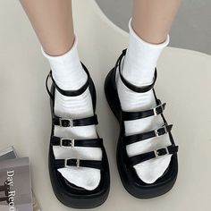 Features: Buckle Casual Open toe Multi-strap design Material: PU + Rubber Costume Bags, Strap Design, Bra Set, Handbag Backpack, Black Sandals, Platform Sandals, Open Toe, Bags Handbags, Clutch Bag