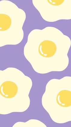 an egg pattern is shown on a purple background with white eggs in the shape of fried eggs