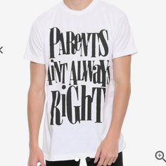 Yungblud Parents Ain’t Always Right Tee From Hot Topic Nwt, Never Been Worn. In Perfect Condition! Got As A Gift But I Already Have It. Xs In Unisex Yungblud Parents, Dominic Harrison, Band Tees, Hot Topic, Shirt Color, Women's Shirt, White Black, Colorful Shirts, White And Black