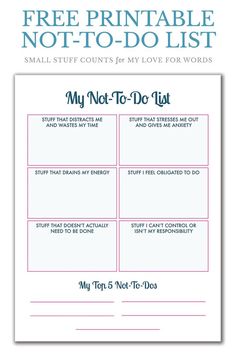 the free printable not to do list