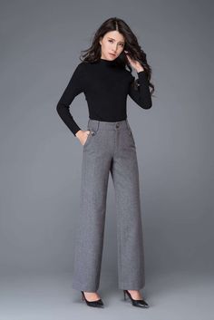 Gray wool pants High waisted pants maxi pants wool pants | Etsy Maxi Pants, Office Pants, Formal Pants, Eyes Model, Womens Pants, Business Outfit, Pants Womens, Wool Pants