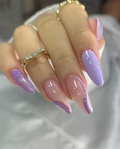 Nails Yellow, Nagel Tips, Her Nails, Makijaż Smokey Eye, Almond Nail, Popular Nails, Prom Nails, Nail Accessories, Purple Nails