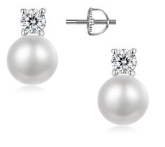 PRICES MAY VARY. Design Style:Freshwater Cultured Pearl stud earrings,Screw back design, will not fall off,studded with moissanite, Attached with GRA approval certificate and with a unique code to ensure authenticity,Exudes diamond like sparkle,Combining natural elements with fashionable sophistication,Brings an elegant and luxurious look to any occasion. High Quality Material:Selection of Freshwater Cultured Pearls , Moissanite and 925 sterling silver, 14K white gold plated , bright and long-la Pearl Bridal Earrings, Material Selection, Silver Pearl Earrings, Bridal Earrings Pearl, Pearl And Diamond Earrings, Pearl Bridal, Moissanite Earrings, Freshwater Cultured Pearls, Natural Elements