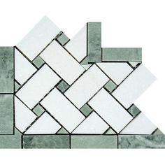 a white and green mosaic tile pattern