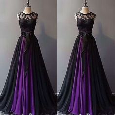 Find many great new & used options and get the best deals for Gothic Wedding Dress Black Purple Chiffon Sleeveless Lace Applique Bridal Gowns at the best online prices at eBay! Free shipping for many products! Purple And Black Lace Dress, Black Aline Wedding Dresses, Dark Purple And Black Prom Dress, Purple Wedding Dresses The Bride, Pagan Bridesmaid Dresses, Black Purple Wedding Dress, Pretty Dresses Purple, Black And Purple Bridesmaid Dresses, Romantic Gothic Wedding Dress