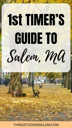 the words 1st timer's guide to salem, ma in front of autumn leaves