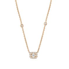 A Handcrafted Penny Preville designed 18K Yellow, Rose or White Gold 18" Petite Emerald Shape Diamond Necklace with Emerald-Cut Center Stone 0.53CTW. Present her with a Timeless design that blends fine craftsmanship with modern appeal for everyday style.