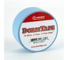 a spool of blue tape with the word dormtape on it's side