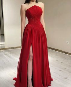 Red Sleeveless Chiffon Formal Dress, Red Fitted Chiffon Dress For Banquet, Red Sleeveless Chiffon Dress For Formal Occasions, Fitted Red Chiffon Dress For Banquet, Elegant Red Chiffon Prom Dress, Red Chiffon Evening Dress For Prom, Formal Red Flowy Chiffon Dress, Red Chiffon Maxi Dress For Banquets, Red Sleeveless Chiffon Evening Dress