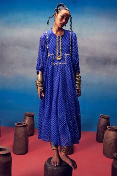 Blue dress with leheriya print and ghungroo, sequin embellished yoke. - Aza Fashions Fashion App, Dress For Women, Blue Print, Aza Fashion, Blue Dress, Blue Dresses, Print Dress, Sequin, Satin