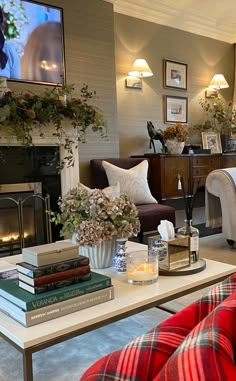 a living room filled with furniture and a fire place