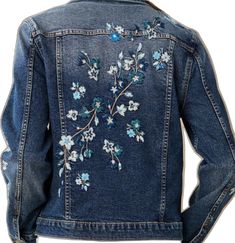 Jean Jacket Embroidery, Floral Jean Jacket, Jacket Embroidery, Floral Jeans, Jean Jackets, Jean Jacket, Jackets & Coats, Color Blue, Embroidery