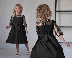 Elegant Little Black Dress for Girl Formal Black Baby Dress - Etsy.de Black Baby Dress, Flower Girl Dress Black, Red Floor Length Dress, Burgundy Party Dress, Flowy Chiffon Dress, Black Flower Girl Dress, Red Chiffon Dress, Blush Pink Bridesmaids, Blush Pink Bridesmaid Dresses