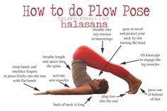 a woman doing yoga poses with the words how to do plow pose