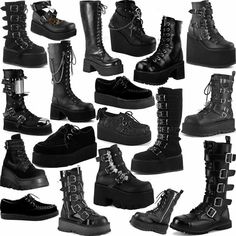 Emo Boots, Bad Princess, Chunky Combat Boots, Grunge Shoes, Demonia Boots, Punk Style Outfits, Alternative Shoes, Gothic Boots