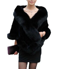 Description Commodity: Best Rex Rabbit Fox Fur Shawl with pocket Material: Real Best Rex Rabbit Fur +Best Fox Fur Trim All Round; Color:Black Size: The cape length about 166-170cm; The Width about 55-57cm;(The width of the neck from the back to the bottom).         The width of the fox fur on the neckline is 18-20cm; The fox fur at the bottom is 12CM; Friendship remidner: Real Rex Rabbit Fur is not unlike regular rabbit,is much soft stronger,longer lasting.Almost fur does not shed.Fur from Anima Black Formal Fur Coat With Faux Fur Trim, Luxury Black Fur Coat For Evening, Black Faux Fur Evening Coat, Classic Black Fur Coat With Faux Fur Trim, Black Fur Cloak, Bridal Bolero Jacket, Rex Rabbit, Fur Cape, Raffia Hat