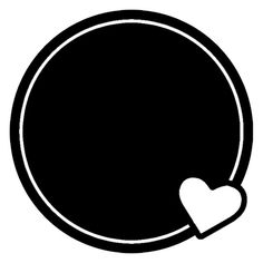 a black and white circle with a heart on it