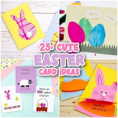 easter card ideas for kids to make with paper and crafting supplies on the table