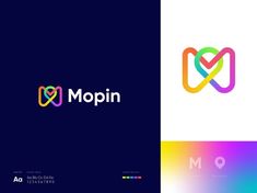 the logo for mopin is designed with colorful shapes and lines, which can be used to