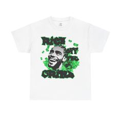 Celebrate your hustle with our "Rich Off the Grind" Graphic Tee! This vibrant olive green shirt features a bold design with a smiling face surrounded by money, making it perfect for those who love unique and motivational fashion. Ideal for streetwear enthusiasts and fans of urban style, this tee is designed to stand out and inspire. The unisex cotton tee is the basic staple of any wardrobe. It is the foundation upon which casual fashion grows. All it needs is a personalized design to elevate things to profitability. The specially spun fibers provide a smooth surface for premium printing vividity and sharpness. No side seams mean there are no itchy interruptions under the arms. The shoulders have tape for improved durability. .: Made with medium fabric (5.3 oz/yd² (180 g/m consisting of 100 Green Letter Print Shirt For Streetwear, Green Graphic Tee For Streetwear, Green Graphic Tee Shirt For Streetwear, Green Graphic Print Shirt For Streetwear, Green Front Print T-shirt For Streetwear, Streetwear Green Shirt With Front Print, Green Streetwear Shirt With Front Print, Green Shirt With Front Print For Streetwear, Green Front Print Shirt For Streetwear