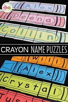 crayon name puzzles with the title overlay that reads,'crayon name puzzles '