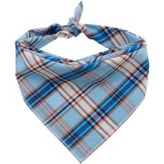 a blue plaid bandana on a white background