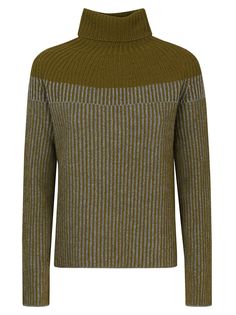 Two-tone turtleneck sweater with ribbed knit Raglan sleeves Regular fit Colour: green - grey Composition: 70% wool, 30% cashmere Green Grey, Green Sweater, Luxury Retail, Sweater Shop, Raglan Sleeve, Turtleneck Sweater, Sweater Outfits, Fashion Brand, Green And Grey