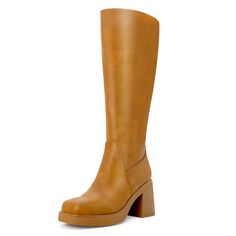 PRICES MAY VARY. 👢Comfortable platform knee high boots, made of high quality faux leather with soft inner cushion and side zipper for easy on and off. ⭐Women's knee high boots with square toe and chunky heel design, non-slip rubber sole, minimalist design to elongate your legs. ⭐The heel height of these tall boots is 3.15inch, ankle circumference is 25.2inch, shaft height is 15inch, opening length is 16inch. ⭐These women's thigh high boots are easy to match with outfits, no matter what kind of Burnt Orange Knee High Boots, Cleopatra Moodboard, Brown Knee-high Boots, Foxy Cleopatra, Womens Thigh High Boots, High Boots For Women, Foxy Brown, Brown Knee High Boots, Boots Square Toe