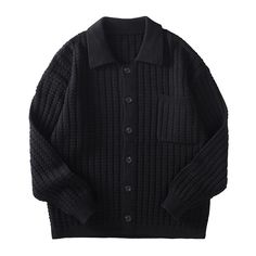 Enhance your style with our American Workwear Knitted Cardigan Sweater. Made with high-quality materials, this sweater exudes sophistication and luxury. From the boardroom to a night out, this versatile piece will keep you looking your best while providing comfort and warmth. Features: -52%Acrylic 28%Nylon 20%Polyester -Ribbed Cuffs And Hems -Dropped Shoulder -Regular fit -Unisex style Black Knit Ribbed Cardigan, Mens Black Cardigan, Black Wool Crew Neck Cardigan, Black Textured Knit Long Sleeve Cardigan, Knitted Cardigan Sweater, Black Textured Knit V-neck Cardigan, American Workwear, Free Socks, Knitted Cardigan