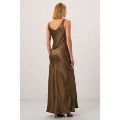 Brown. (100% Silk) Gown. Shoulder to Hemline 58". See fit notes for more information. Imported. Dress Drape, Silk Gown, Rent The Runway, Closet Designs, Elegant Dress, Satin Fabric, Silk Dress, Formal Event, Comfort Fit