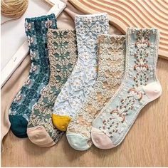 Nwt Women’s Socks Embroidery Floral Socks 5pairs Geometric Textured Mid Calf Socks Material Cotton Blend Hand-Wash Or Dry Clean Geometric- Pattern Long Cotton Blend Socks Size One Size Length 7 Inches Width 3.2 Inches Height 5.1 Inches All Offers Are Welcome !!! Happy To Answer Any Questions! Super Fast Shipping, Ship Out Next Business Day Boho Socks, Embroidered Socks, Flower Socks, Floral Socks, Invisible Socks, Lace Socks, Floral Retro, Cute Socks, Calf Socks