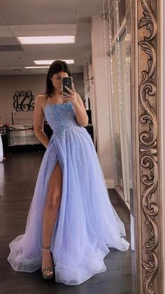 Lavender Prom, Lavender Prom Dresses, A Line Prom Dress, Prom Dress Evening, Blue Tulle, Prom Dress Inspiration, Long A, Tulle Prom Dress