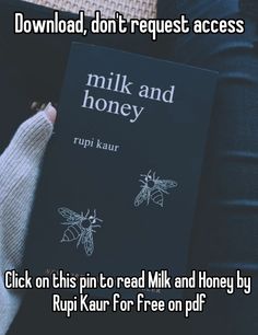 a person holding a book with the title milk and honey on it