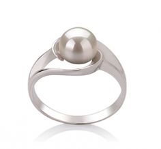 6-7mm AAA Quality Freshwater Cultured Pearl Ring in Clare White Elegant Silver Akoya Pearl Rings, Classic White Rings With Elegant Design, Elegant Silver Pearl Ring With Polished Finish, Classic Silver Ring With Akoya Pearl, Elegant White Rings With Polished Finish, Elegant Pearl Ring With Polished Finish For Wedding, Elegant White Gold Pearl Ring With Polished Finish, Elegant White Gold Polished Pearl Ring, Elegant Pearl White Pearl Ring In Sterling Silver