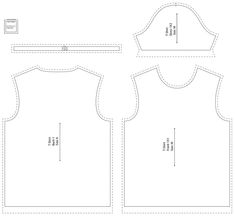 the front and back views of a top pattern