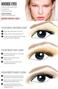 Make Up Yeux, Hooded Eyelids, Smink Inspiration, Hooded Eye Makeup, Makijaż Smokey Eye, Makeup Hacks, Hooded Eyes, Eye Makeup Tips