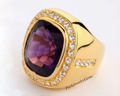 Amethyst Mens Ring, Bishop Ring, Yellow Gold Silver Ring, Christian Ring by Sterlingmalee - Etsy Luxury Gold Amethyst Promise Ring, Formal Gold Amethyst Crystal Ring, Gold Amethyst Ring With Vs Clarity For Anniversary, Bishop Ring, Mens Sapphire Ring, Christian Ring, Mens Ring, Sapphire Ring, Silver Ring