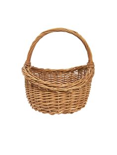 a wicker basket on a white background