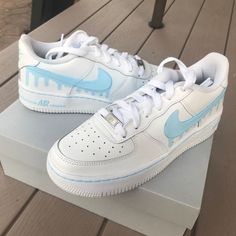 Tread into uncharted fashion territory with a custom pair of Light Blue Drip Air Force 1's. Combining deceptively bold colors and style, these shoes are perfect for risk-takers that want to make a statement. Slide into a challenge unlike any other! 🔥 🔥 100% genuine, Brand New.👟 Custom sneakers.💫 Every pair is hand-made to order.✨ Best quality waterproof and scratch-proof paints used.✨ 1000+ satisfied customers across various platforms. 🌎Free worldwide shipping,shipping within 5-12 working d Light Blue Custom Sneakers For Streetwear, Urban Style Blue Custom Sneakers With Boost Midsole, Urban Style Blue High-top Custom Sneakers, Blue Urban Lace-up Custom Sneakers, Custom Waterproof Lace-up Sneakers For Streetwear, Waterproof Custom Lace-up Sneakers For Streetwear, Waterproof Paint Custom Lace-up Sneakers For Streetwear, Custom Lace-up Sneakers With Waterproof Paint For Streetwear, Custom Waterproof Painted Sneakers For Streetwear