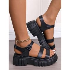 -Item Id 33083885 -Color: Black -Size Fit: True To Size -Heel Height: Mid Heel -Upper Material: Pu Leather -Lining Material: Pu Leather -Insole Material: Polyester -Outsole Material: Tpr **Open To Offers!!!** **Bundle To Save More** **30% Off Bundles Of 2 Or More Items!!** ***Orders Go Out Within 5-10 Business Days!! Thank You For Your Patience!! Multiple Sizes And Colors Available In Most Styles Don't See Your Size Or Color Listed, Just Ask. Leather Wedge Sandals With Thick Bottom For Beach, Trendy Black Open Toe Wedge Sandals, Trendy Summer Wedge Sandals With Chunky Platform, Casual Black Wedge Sandals For Party, Black Wedge Heel Sandals With Chunky Platform, Black Wedge Sandals With Thick Bottom, Black Chunky Platform Sandals With Wedge Heel, Black Ankle Strap Wedge Sandals For Summer, Casual Wedge Sandals With Chunky Platform And Ankle Strap