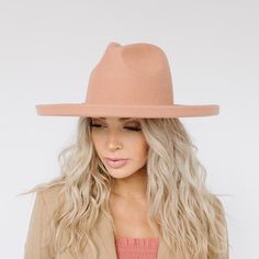 Distinctive + chic, The Cara Loren Hat is a classic fedora with a wide, pencil roll brim. Featuring a gold Gigi Pip x Cara Loren pin attached at the back of the crown + a custom satin lining. This unique silhouette sets it apart from all the rest. Cara Loren, Gigi Pip, Pencil Roll, Rancher Hat, Fedora Hat Women, Halo Style, Wearing A Hat, Find Color, Felt Hat