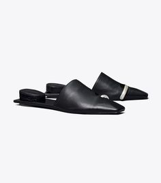 Pierced Mule: Women's Designer Flats | Tory Burch Dress Up Jeans, Black Mules, Designer Flats, Satin Heels, Shoe Inspo, Mule Sandals, Sport Sandals, Footwear Design Women, Comfortable Sandals