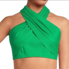 This Is Litterally The Most Perfect !Flattering Crop Top Can Dress Up Or Dress Down You Can Wear This Top Many Ways ! I Actually Bought 2 , Because I Wasn’t Sure Of The Size I Needed . I Went Out Of Town And Got Back Before The Deadline To Return My Loss Is Your Gain Elegant Fitted Green Halter Top, Elegant Cropped Halter Top For Beach, Chic Green Halter Top For Party, Green Stretch Tops For Evening, Green Halter Neck Top For Party, Green Summer Evening Tops, Summer Evening Green Tops, Gianni Bini, Dressed Down