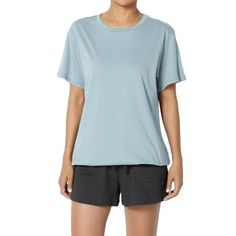 TheMogan Women's Casual Crew Neck Cotton Oversized Boyfriend T-Shirt Short Sleeve Tee A wardrobe-staple short sleeve boyfriend tee gets a contemporary update with an oversized boxy fit . Made from a pure stretch cotton jersey, it's a simple crew neck design with dropped shoulder seams. Pair yours with wide-leg pants for instant sophistication. Size: 1X.  Color: Blue.  Gender: female.  Age Group: adult. Red And Teal, Boyfriend T Shirt, Boyfriend Tee, Knit Shorts, Knit Shirt, Casual Pullover, Casual Wardrobe, Women's Casual, Plus Size Tops