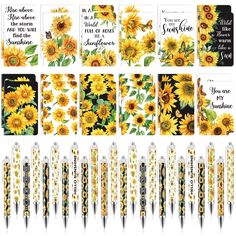 sunflowers are shown on the side of this planner