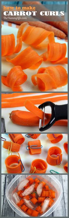 carrots being peeled and cut into small pieces