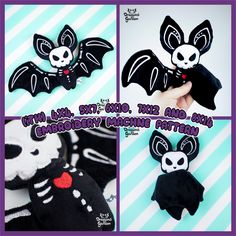 an image of halloween bat broochies with text overlaying the photo and below it