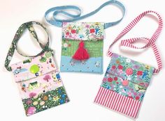 Crossbody bag or Sling Tote Pattern for kids. So darling and fun in sweet girly fabrics! #freepattern #tote #kidstote #amerooniedesigns