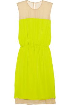 Dress by michelle mason Lisa Fashion, Neon Dresses, Michelle Mason, Mellow Yellow, Dandy, Get Dressed, Chiffon Dress